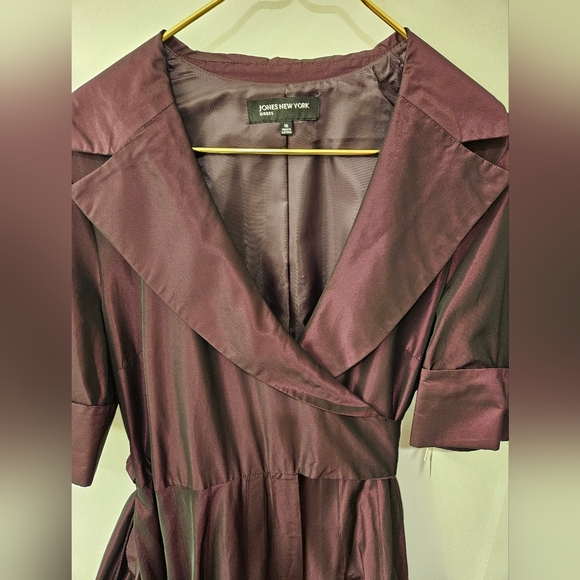 NWT - Satin Taffeta Jones New York "Merlot" Iridescent Midi Dress - Size 16 - Picture 9 of 16
